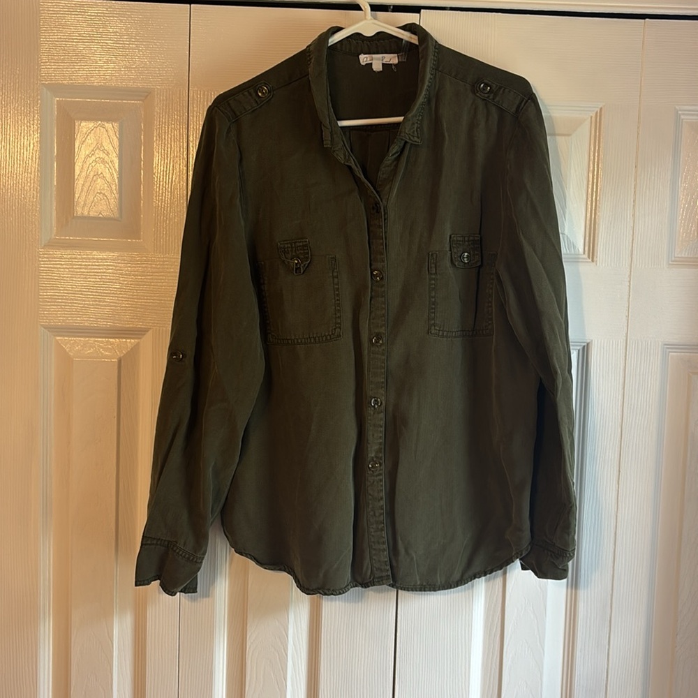 On the Road Utility Button-Up Shirt | Army Green | Size XL